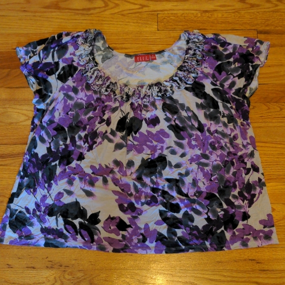 Elle Marble Patterned Blouse in Gray and Blue - Picture 1 of 8